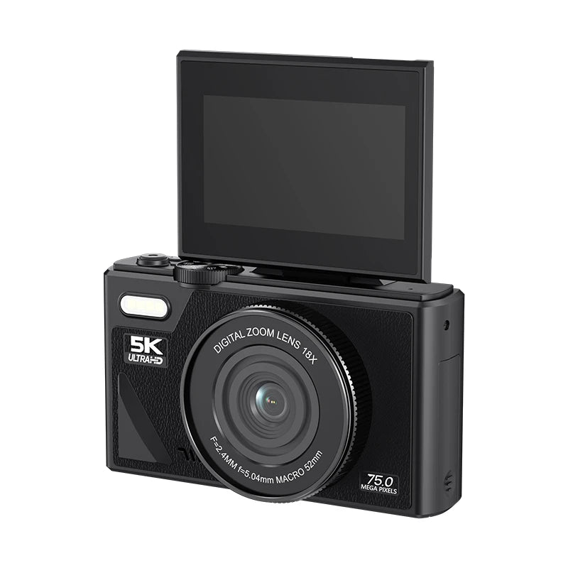 Black ClikTric Camera with a screen on a white background