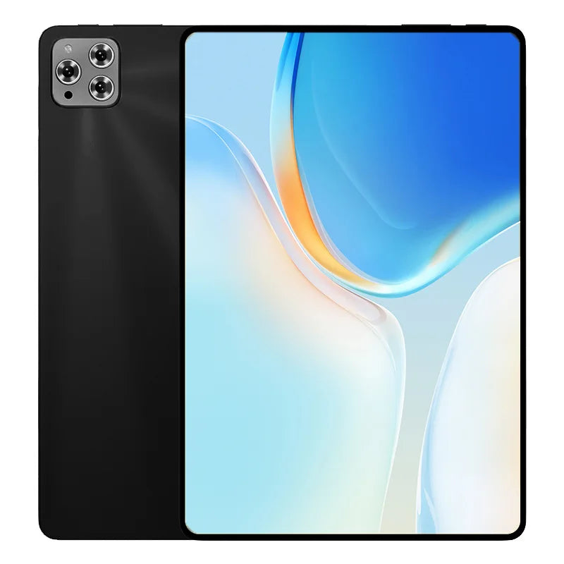 Lumatab tablet with black back and colorful front on a white background