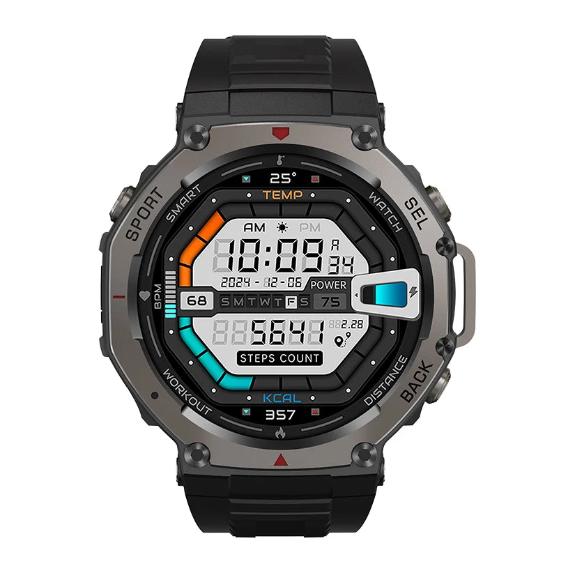 Mivrass GPS Sports Smartwatch with a black strap on a white background