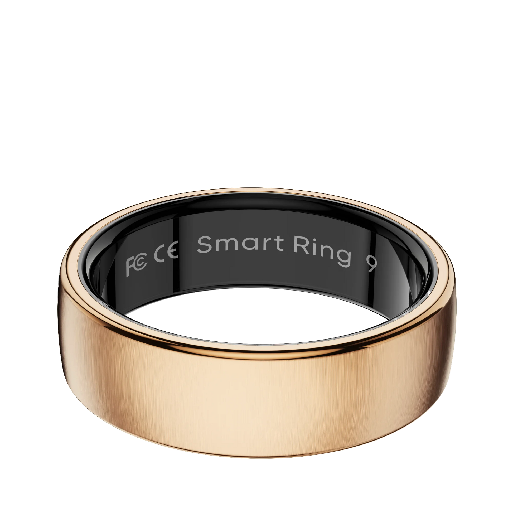 Gold SofiRing S10 with black interior on a white background