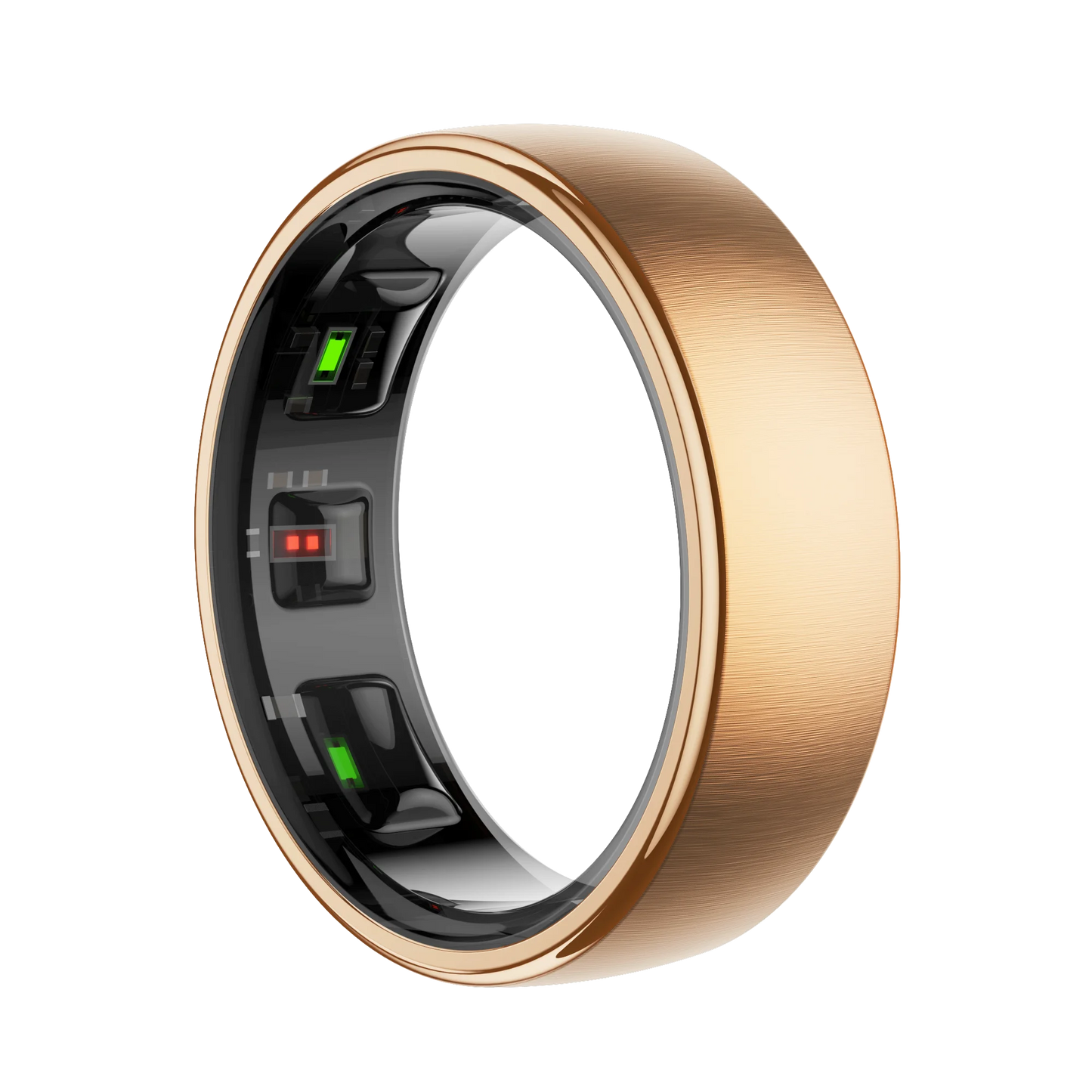 rose gold SofiRing S10 with electronic components on a white background
