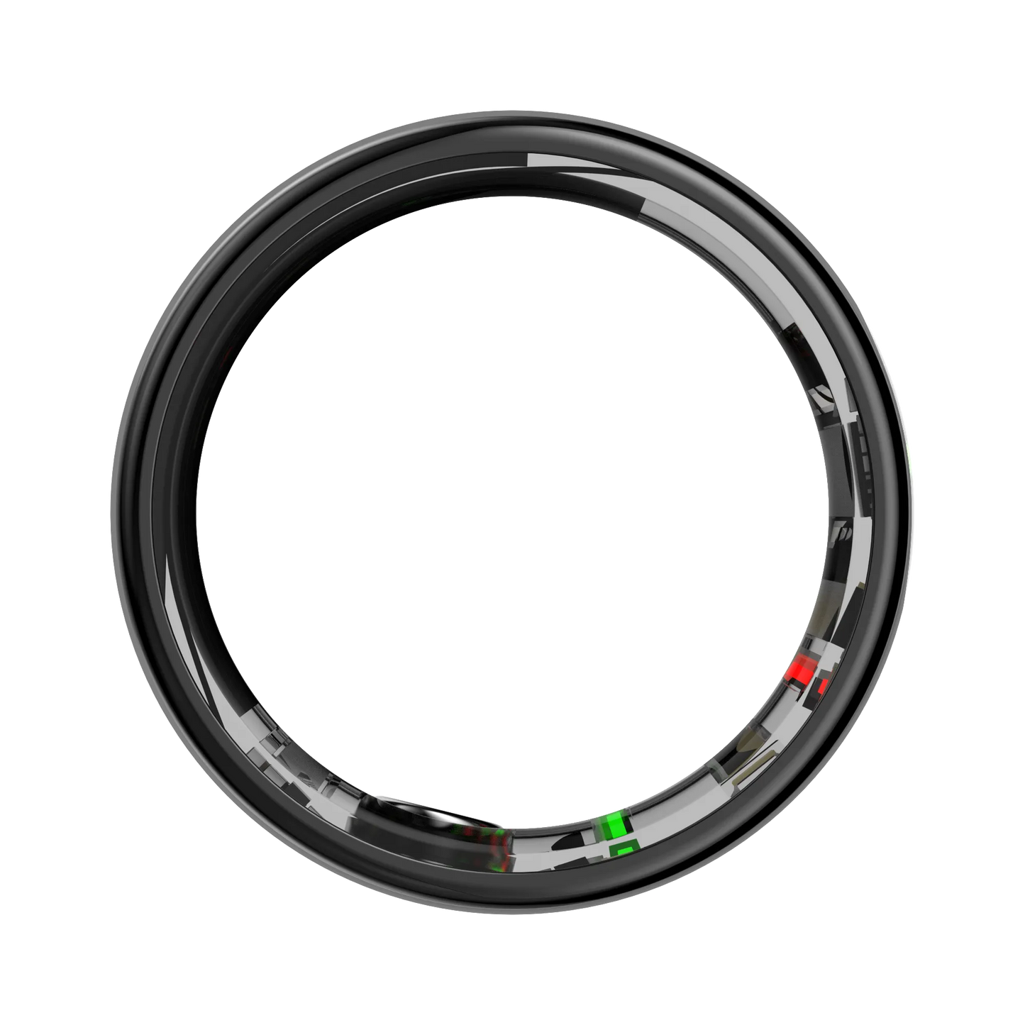 Black Thurgoo Smart Ring with reflective surface on a white background