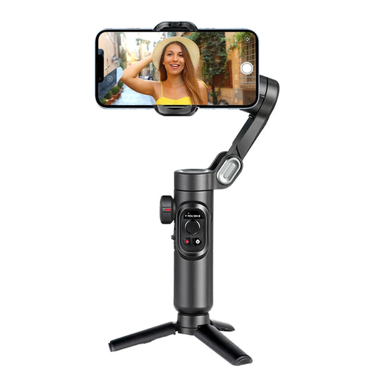 AOCHUAN Smart X Pro 3-Axis Gimbal with OLED Display, Wireless Charging, and Built-In Fill Light for Smartphone Videography
