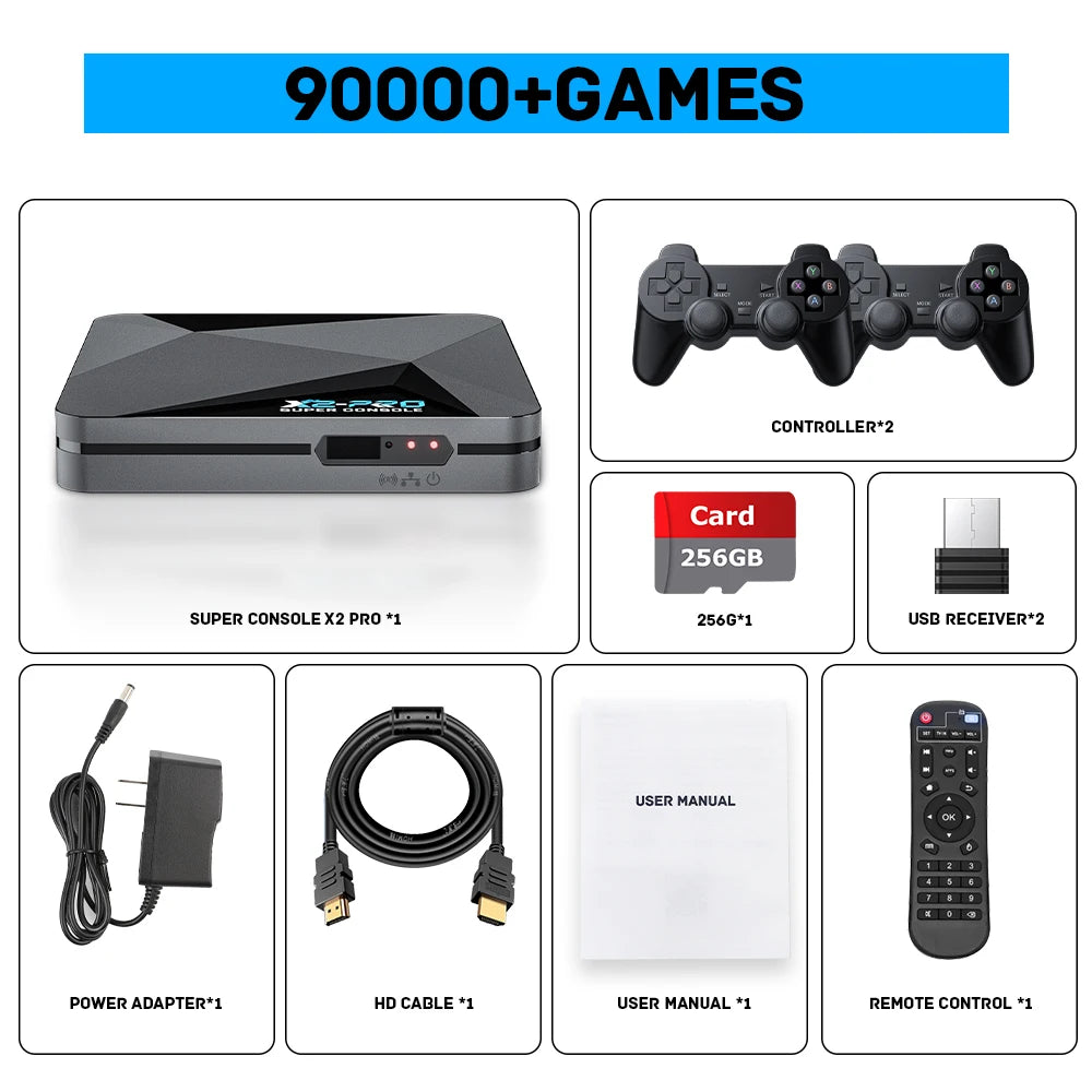 KINHANK X2 Pro Console with 90,000+ pre-installed retro games across 50+ emulators including PS1, PSP, Dreamcast, Arcade, and MAME
