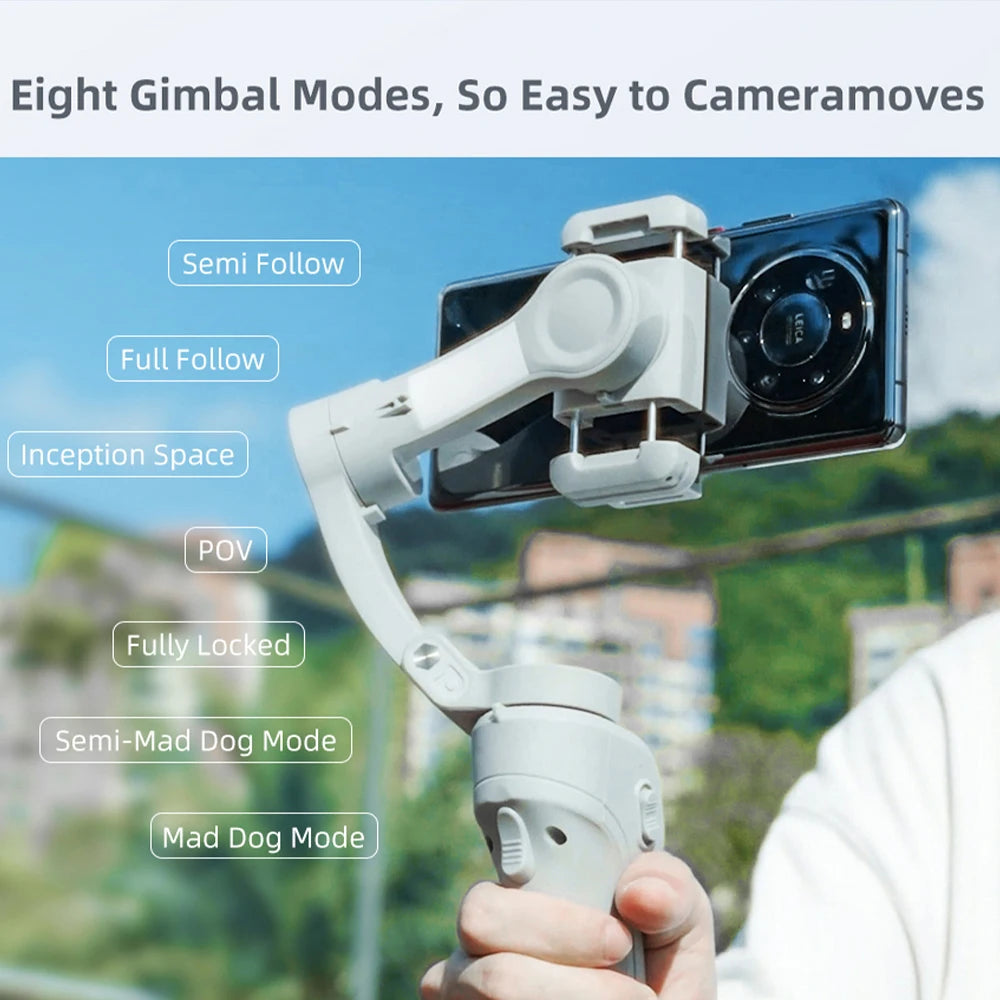 M01 smartphone gimbal with 8 shooting modes for cinematic and creative video control
