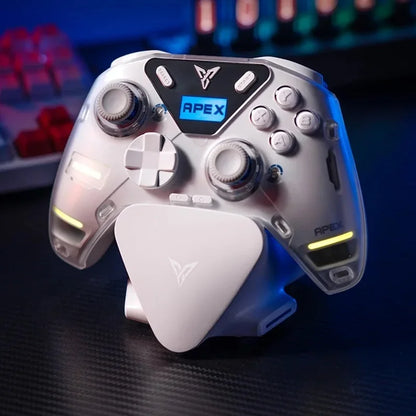 Gaming controller with 'APEX' branding on a dark surface