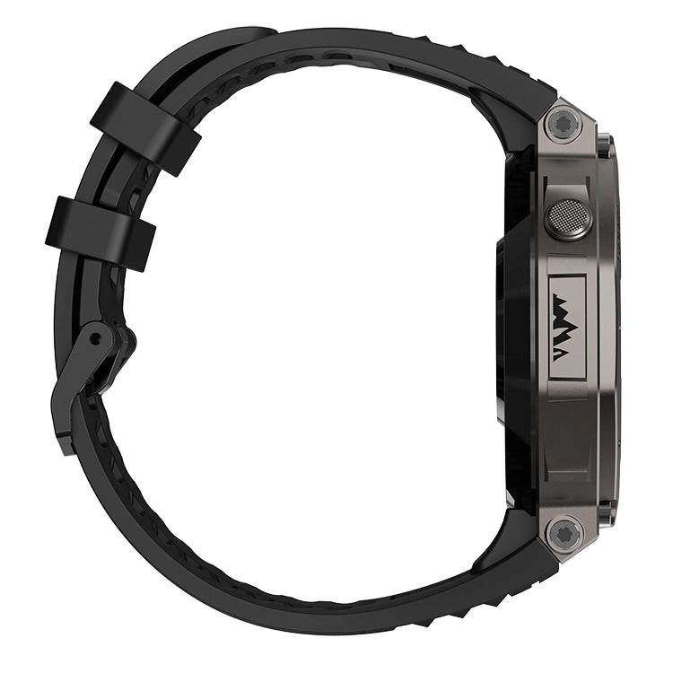 Black and silver Aegis XS GPS-Sportswatch /Around
 case on a white background