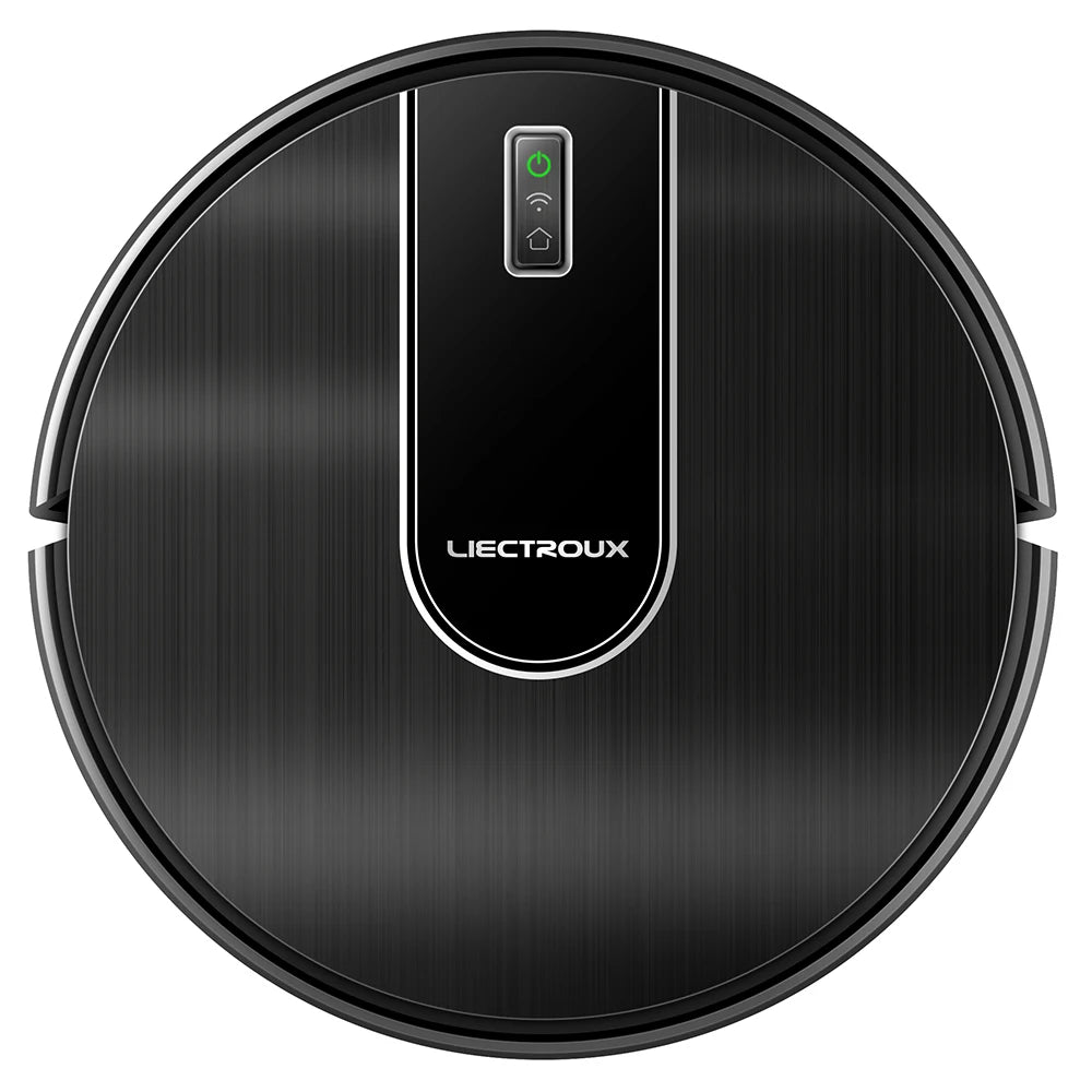 Black AeroBot N7S U Robot Vacuum Cleaner with LIECTROUX branding on a white background