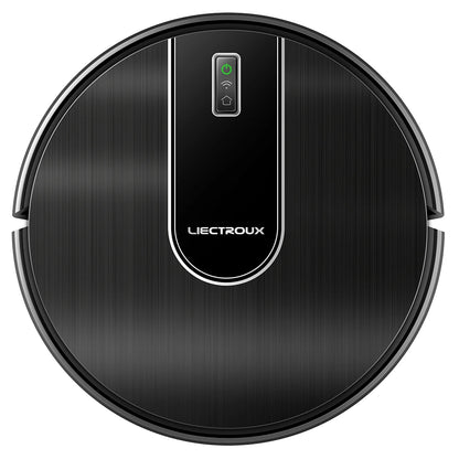 Black AeroBot N7S U Robot Vacuum Cleaner with LIECTROUX branding on a white background