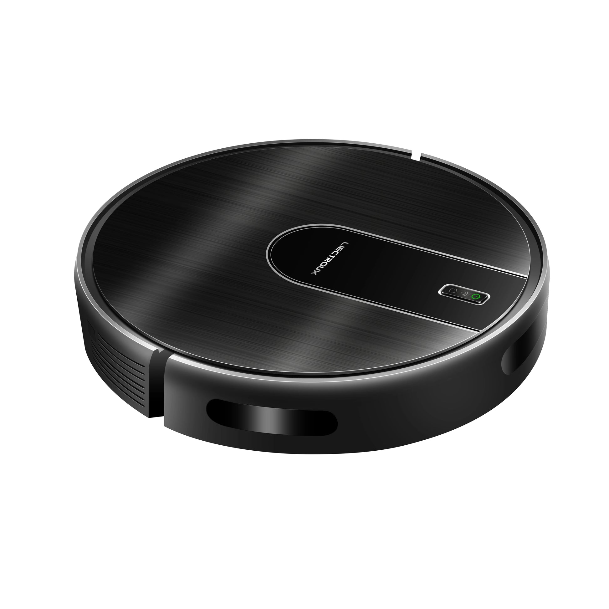 Black AeroBot N7S U Robot Vacuum Cleaner on a white background 