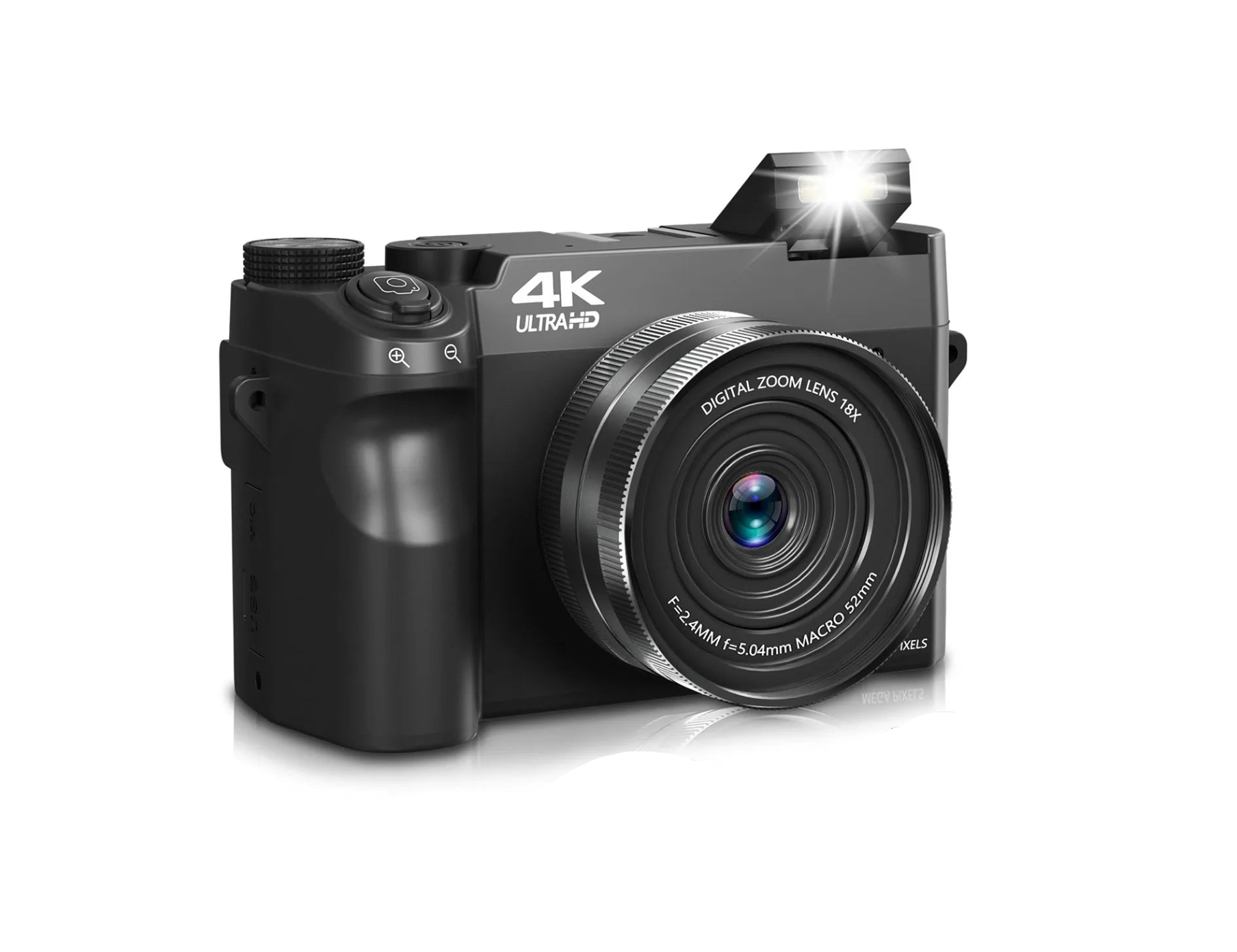 Aetheros Digital Camera with accessories on a white background