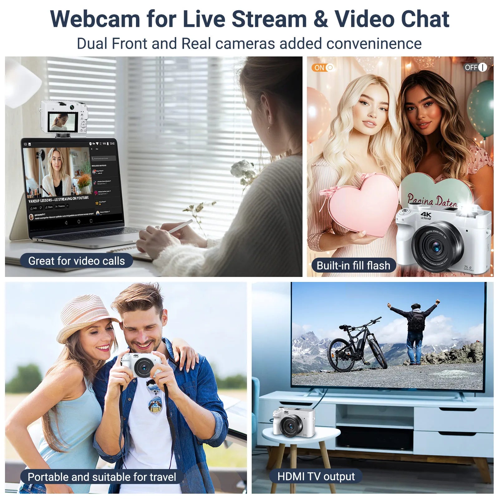 Advertisement for a webcam with various uses and features displayed.