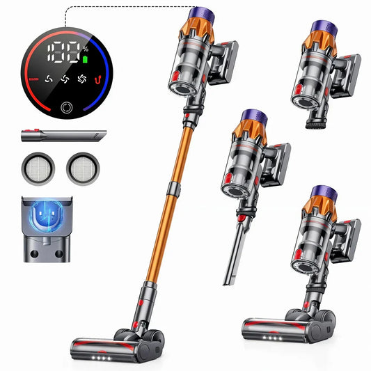 Airvax Vacuum Cleaner Y90 PRO with attachments and control panel on a white background