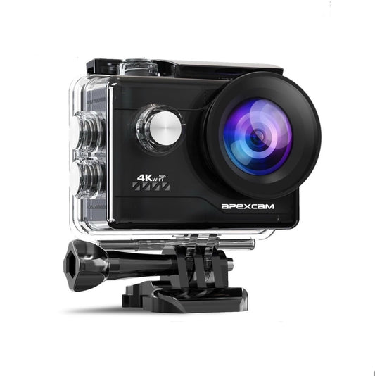 Apex M80 4k Action Camera with 'Apexcam' branding on a white background