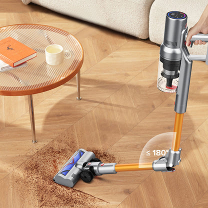 Balzy Vacuum a wooden floor in a living room setting.