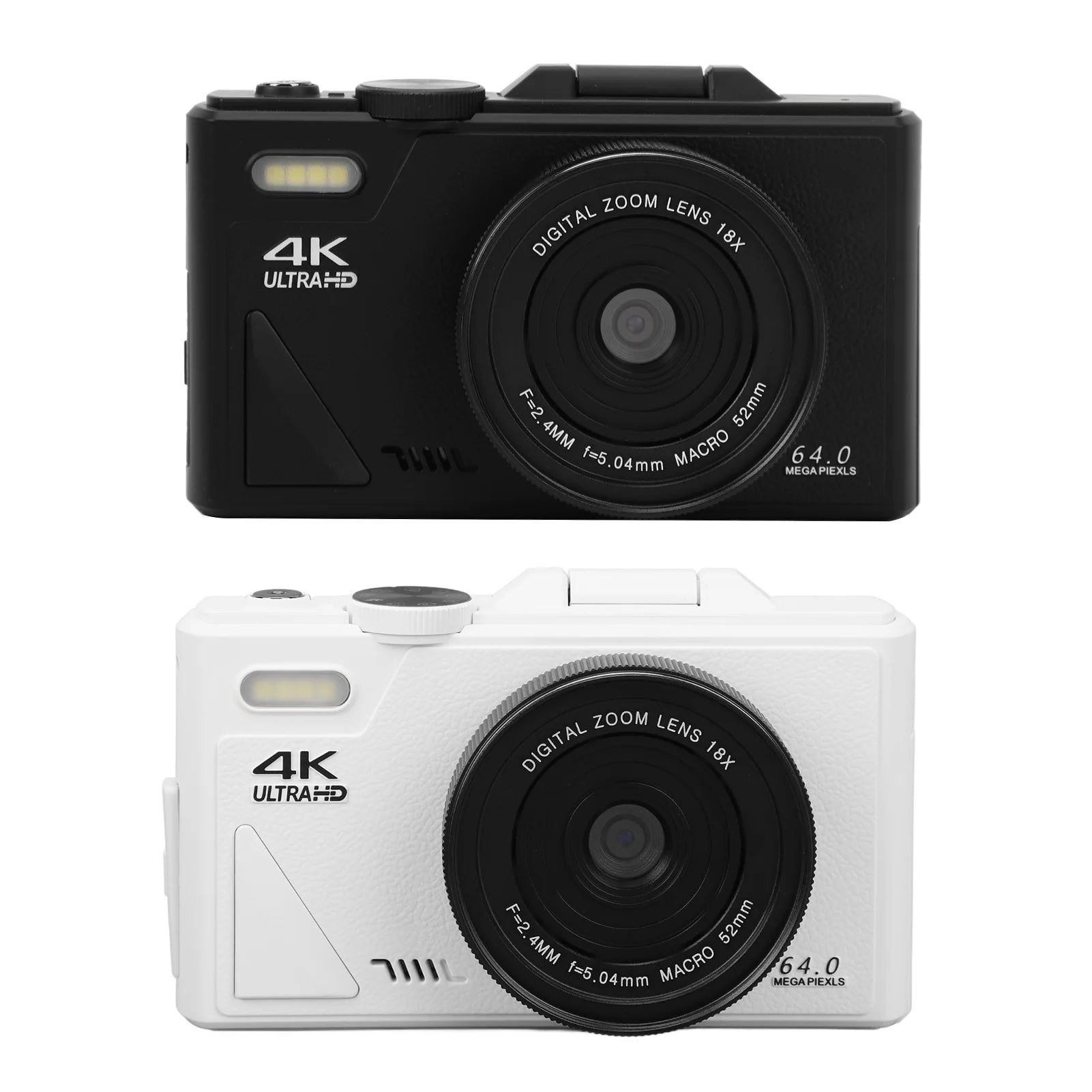 Black and white COBOFX 4K Digital Compact Camera with '4K Ultra HD' and 'Digital Zoom Lens' text on a white background