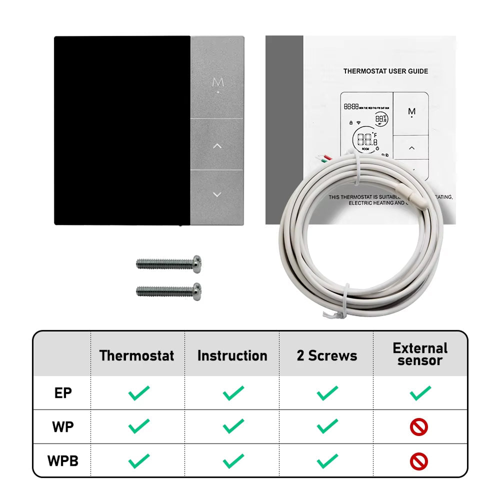 ClimaClik Home Thermostat kit with components and user guide on a white background