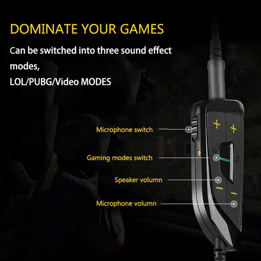 Gaming controller with labeled switches on a dark background