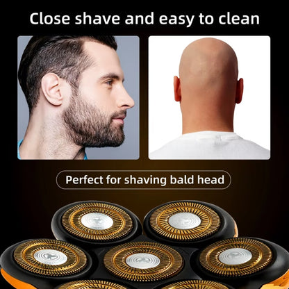 Shaving heads with a close shave and easy-to-clean feature, suitable for bald heads.