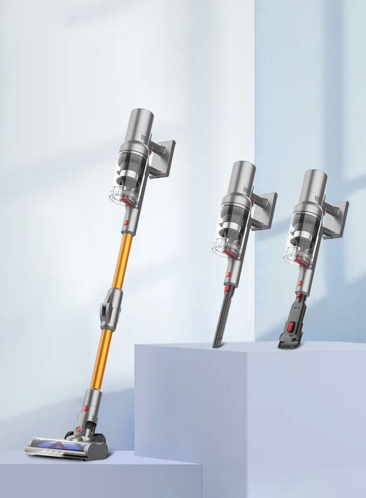 Drexen Vacuum Cleaner on a white platform with a light blue background