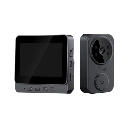 Two black EntryCiz Smart Doorbell Camera devices on a white background