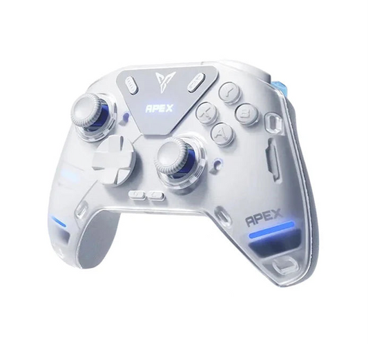 White gaming controller with 'APEX' branding on a white background, including a free gift icon.