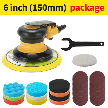6 inch (150mm) Glissedi Palm Sander machine with accessories on a white background