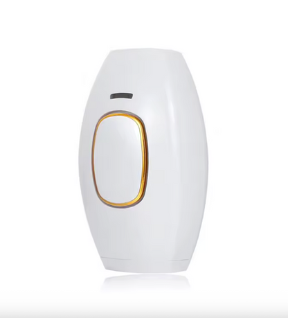 White GlowSilk IPL Hair Removal device with a gold accent on a white background