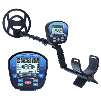 Goldfinder Metal Detector with two screens on a white background