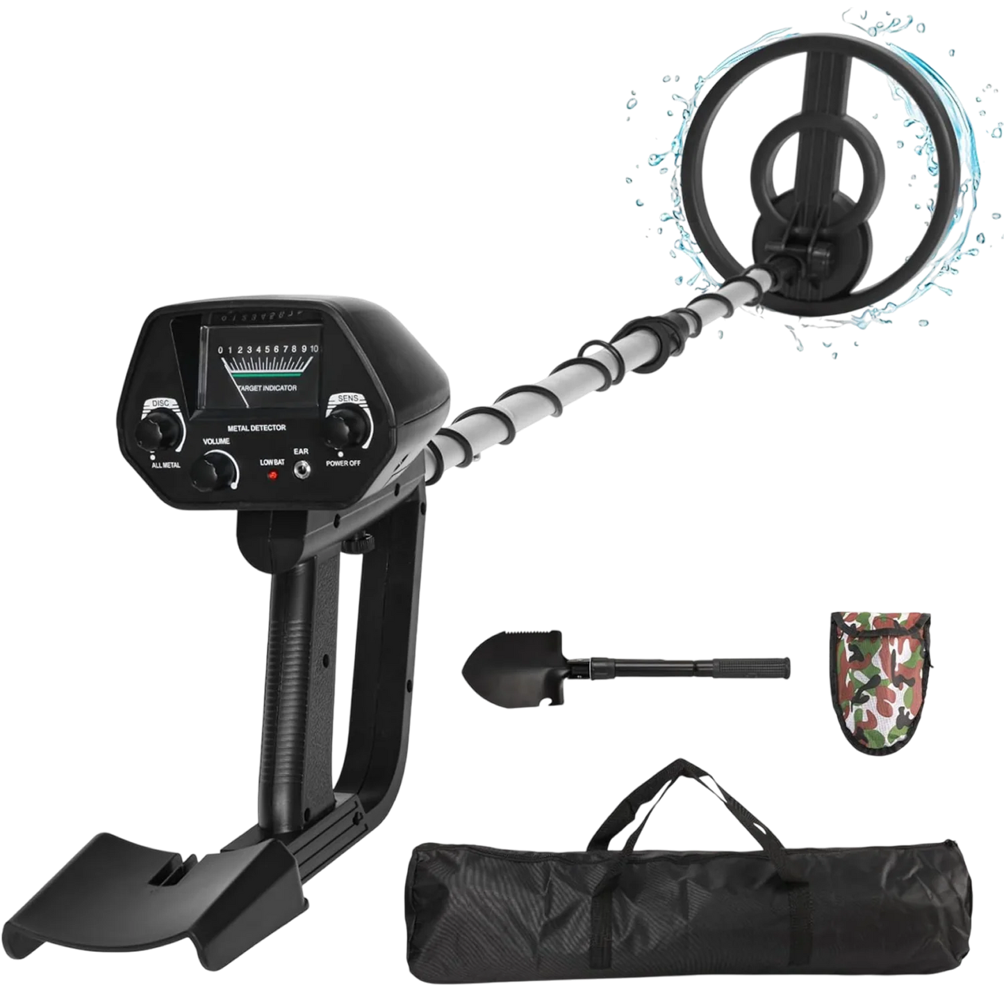 HunTonnix Metal Detector with accessories on a white background