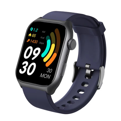 blue Ionoswatch SmartWatch with a blue strap on a white background