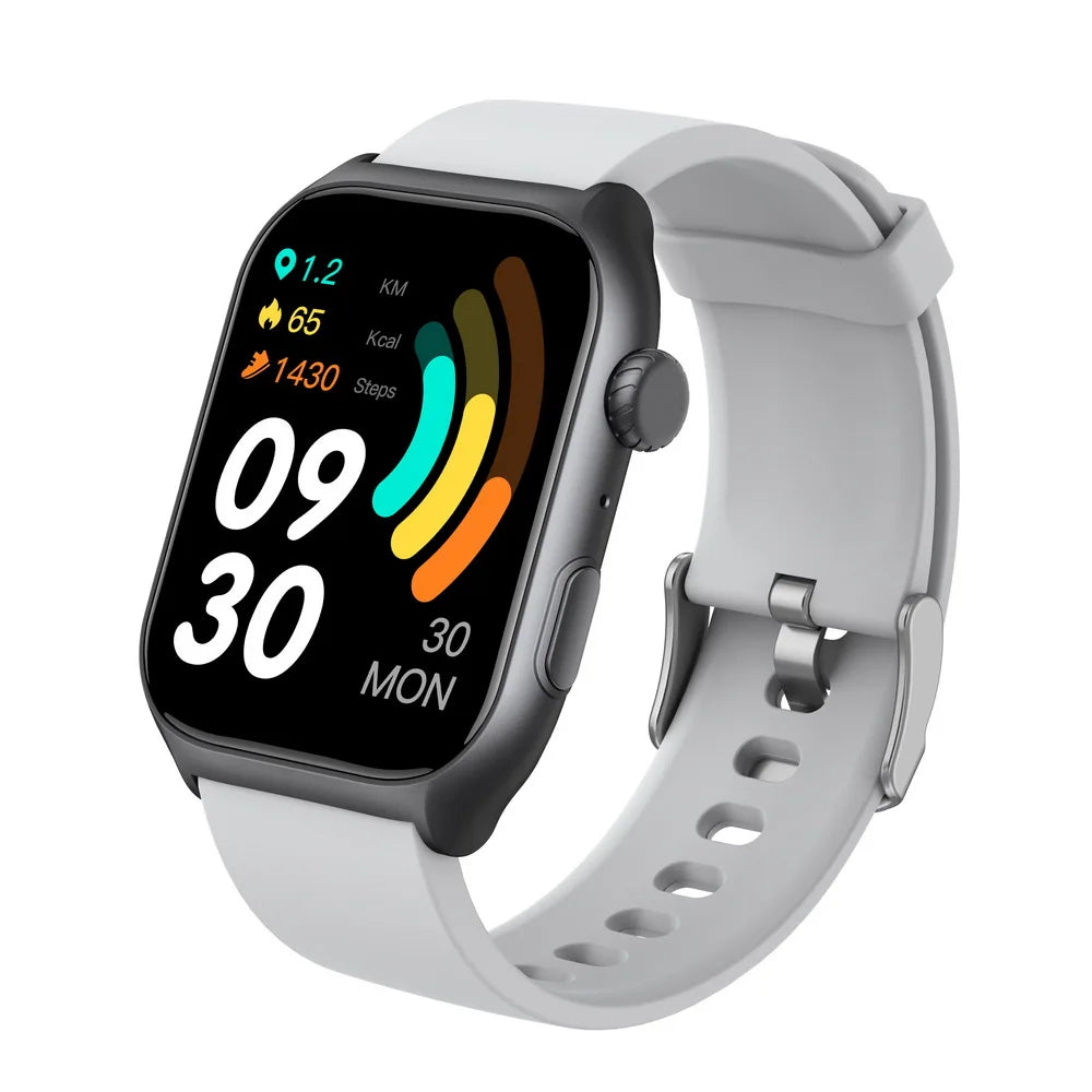 Ionoswatch SmartWatch gray with a white band on a white background