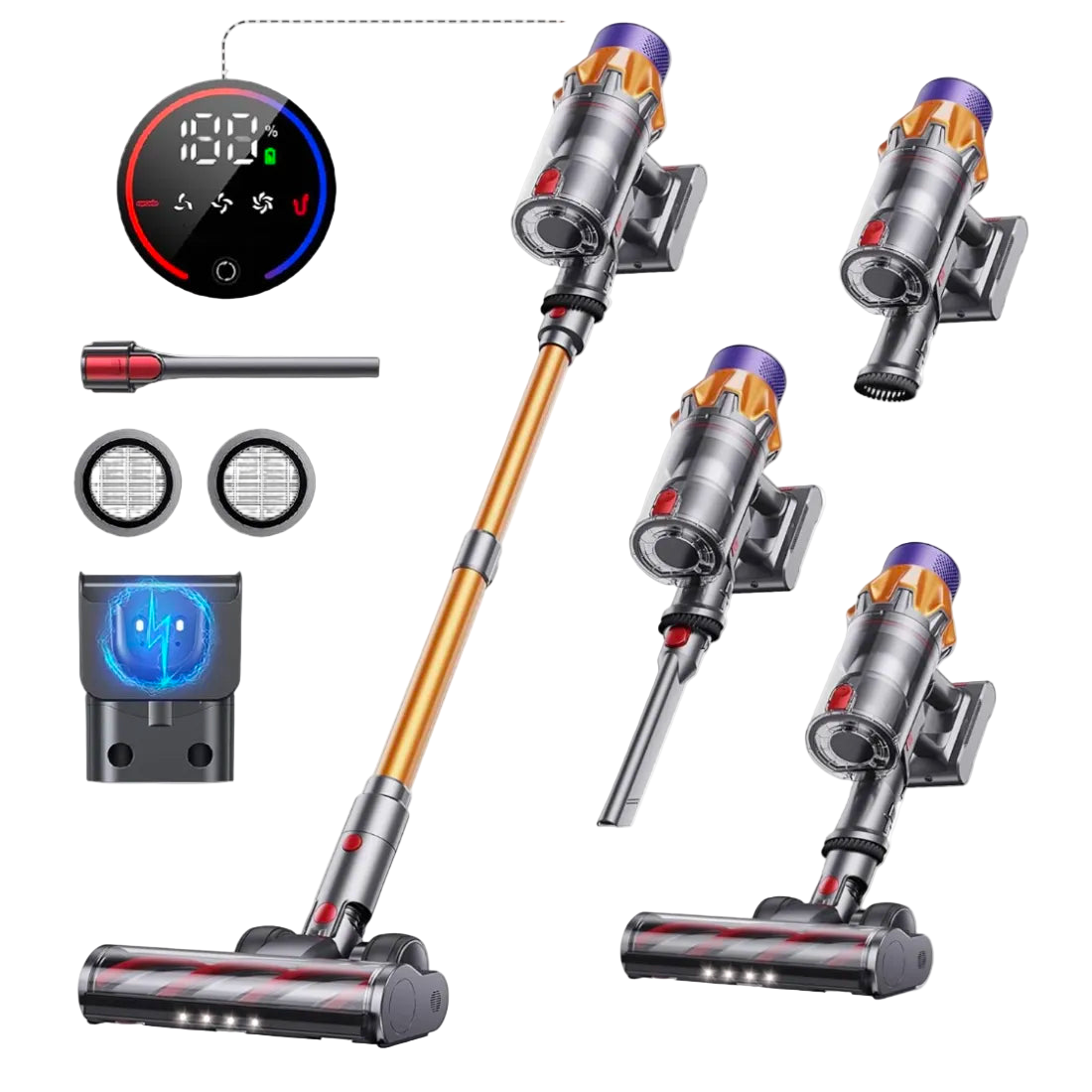 Jomasshop Vacuum Cleaner with attachments on a white background