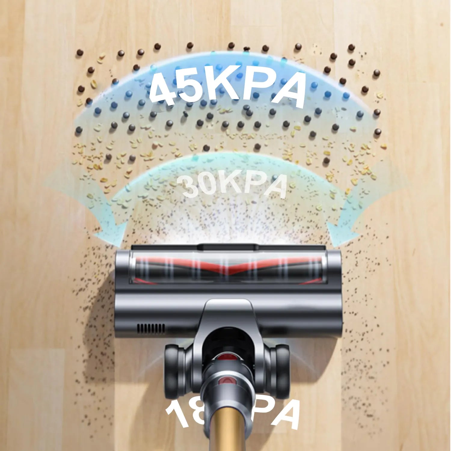 Jomasshop Vacuum Cleaner head with pressure indicators on a wooden floor