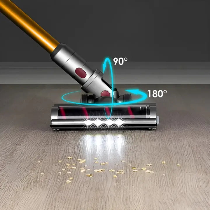 Jomasshop Vacuum Cleaner head cleaning a wooden floor with angles indicated on a gray background