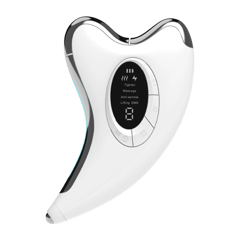 White electronic Keovy Face Massager device with digital display on a white background