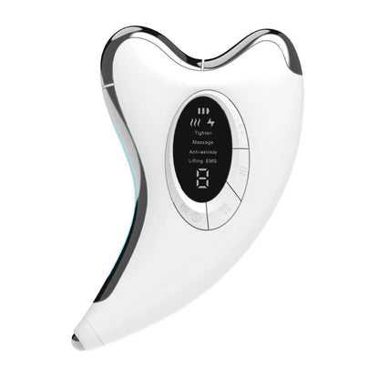White electronic Keovy Face Massager device with digital display on a white background