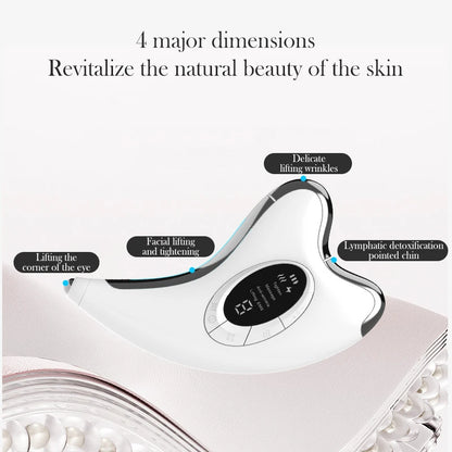 Facial Keovy Face Massager device with text highlighting skin rejuvenation benefits on a white background