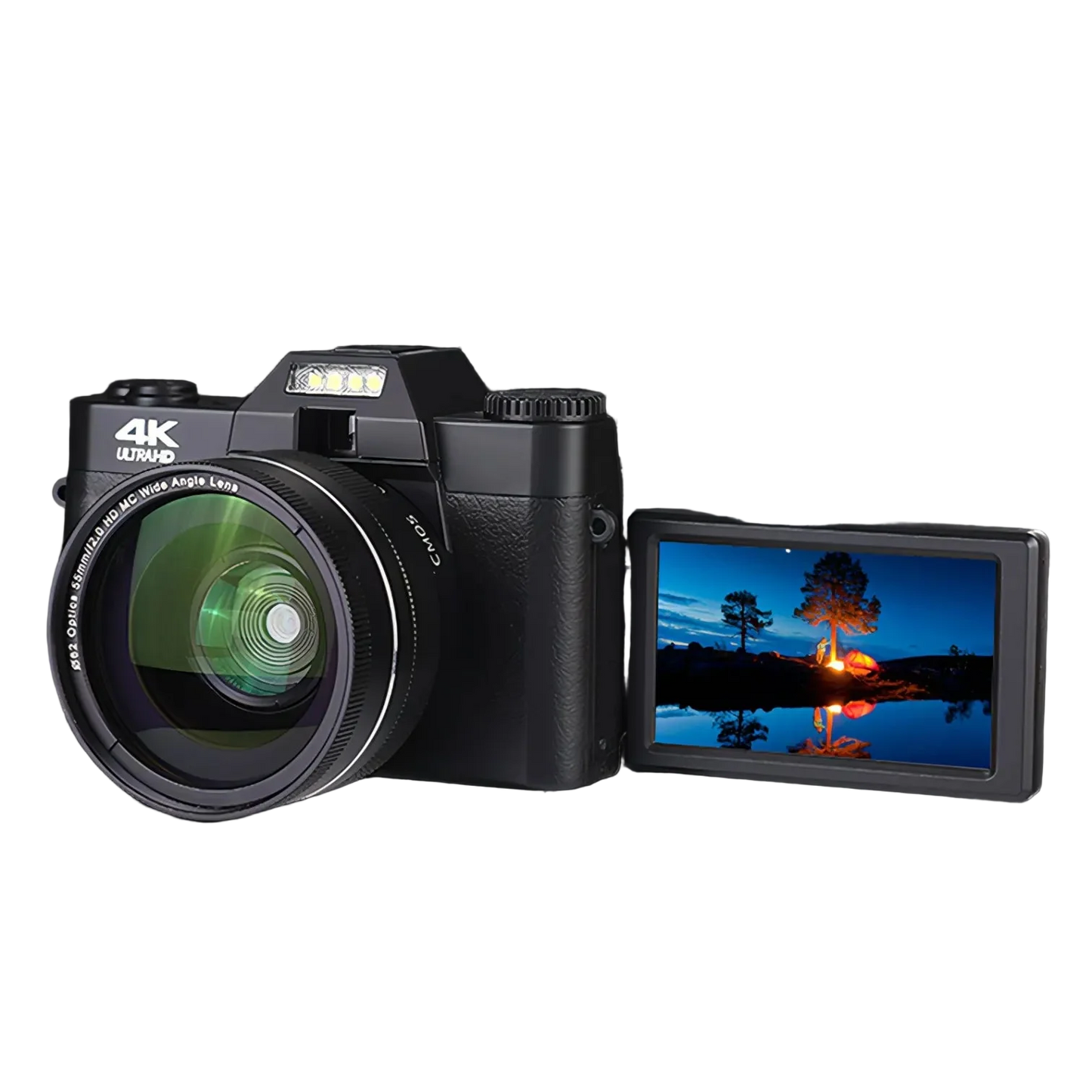 Korons Digital Camera with a screen displaying a scenic image on a black background