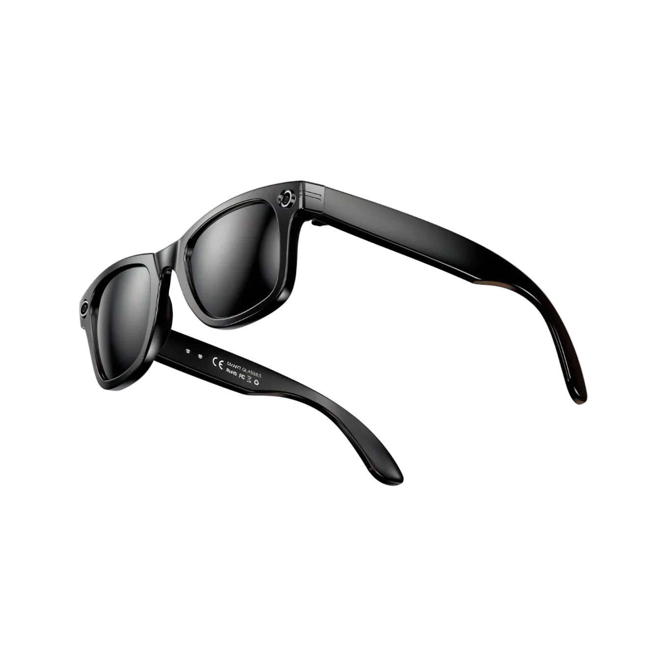 Black Korons Smart Glasses with reflective lenses on a white background