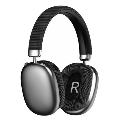 Black and silver Luvant Noise Cancelling Headphones on a white background