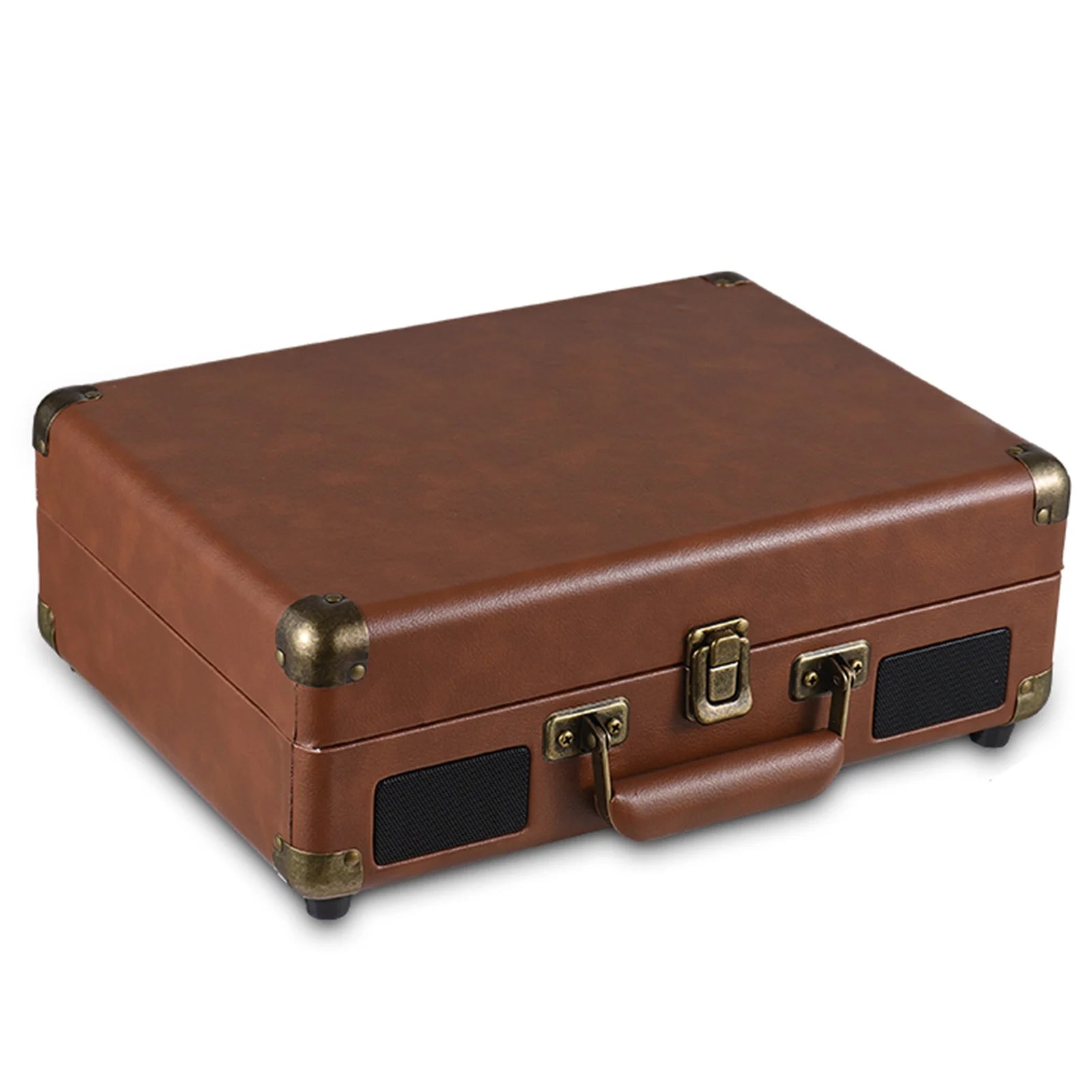 LyriHerz Suitcase Record Player closed with white background 