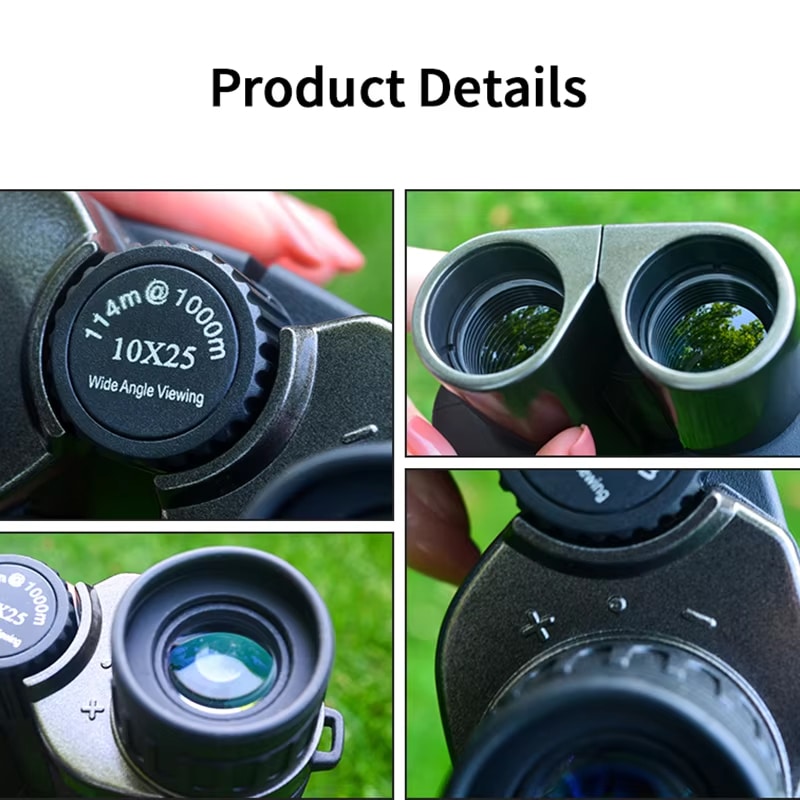 MikoSpek Binoculars with close-up details on a green background