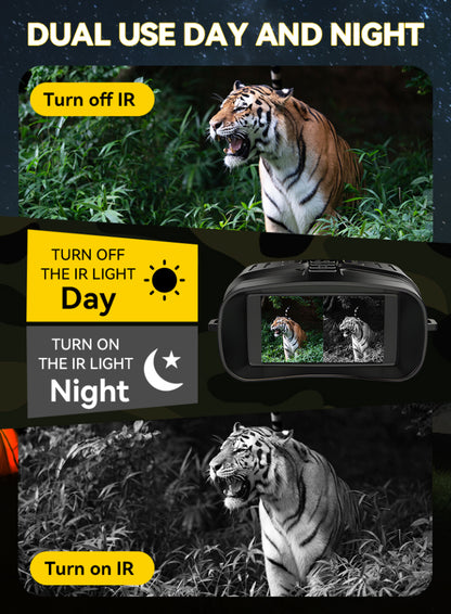 Dual-use day and night vision Moxier N4 Night Vision Goggles with tiger images on screen