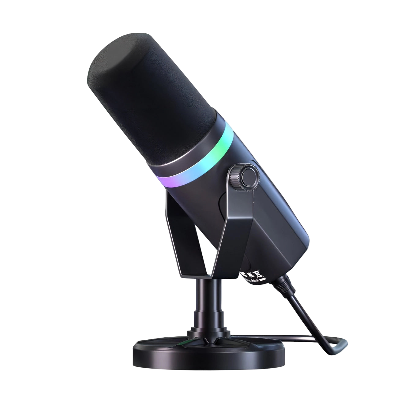 Black Nordzens Microphone with RGB lighting on a white background