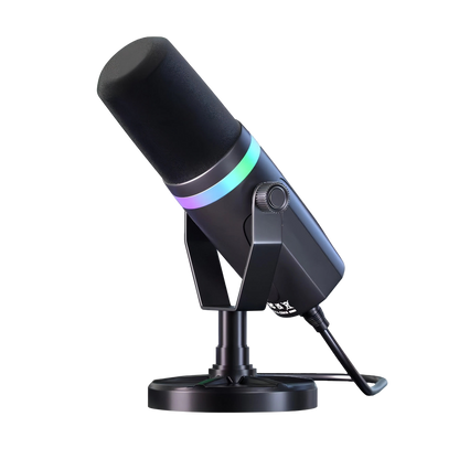 Black Nordzens Microphone with RGB lighting on a white background