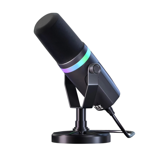 Black Nordzens Microphone with RGB lighting on a white background