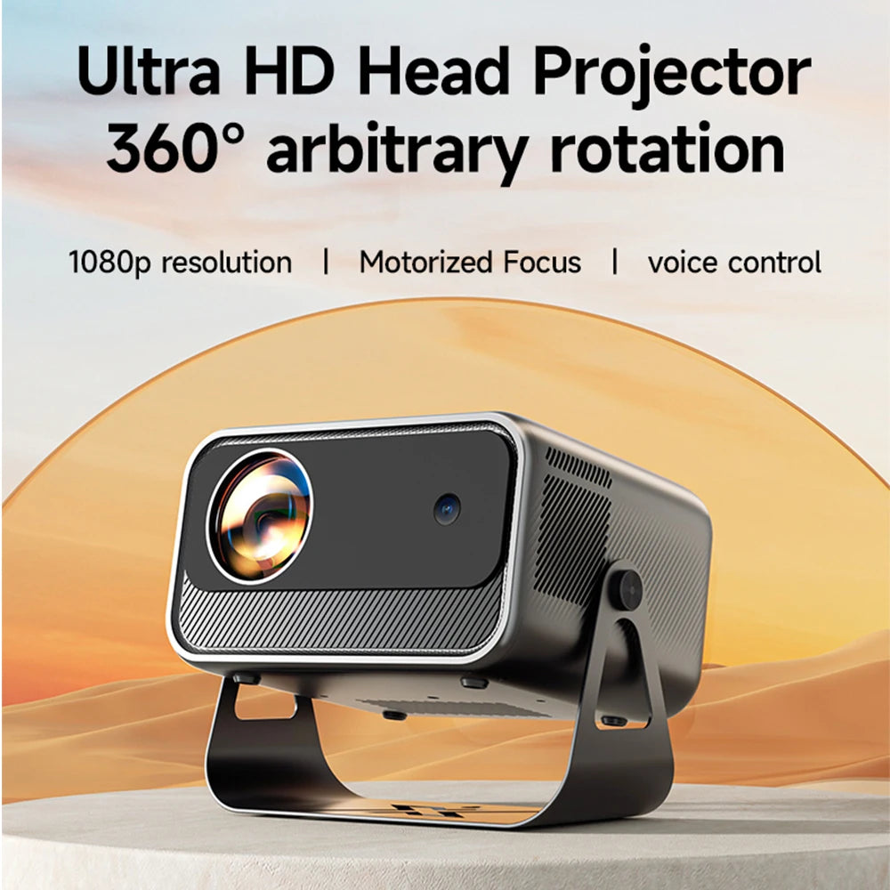 Ultra HD head Nytvisuel Projector with features listed on a gradient background
