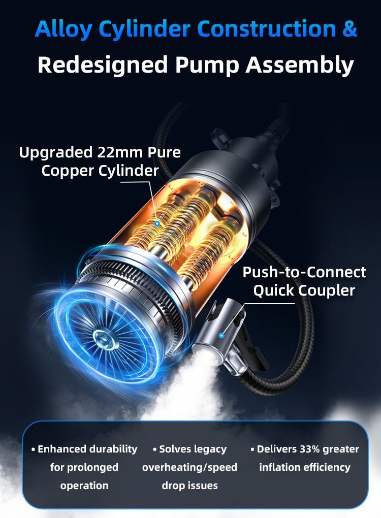 Technical illustration of a pump assembly with highlighted features on a dark background