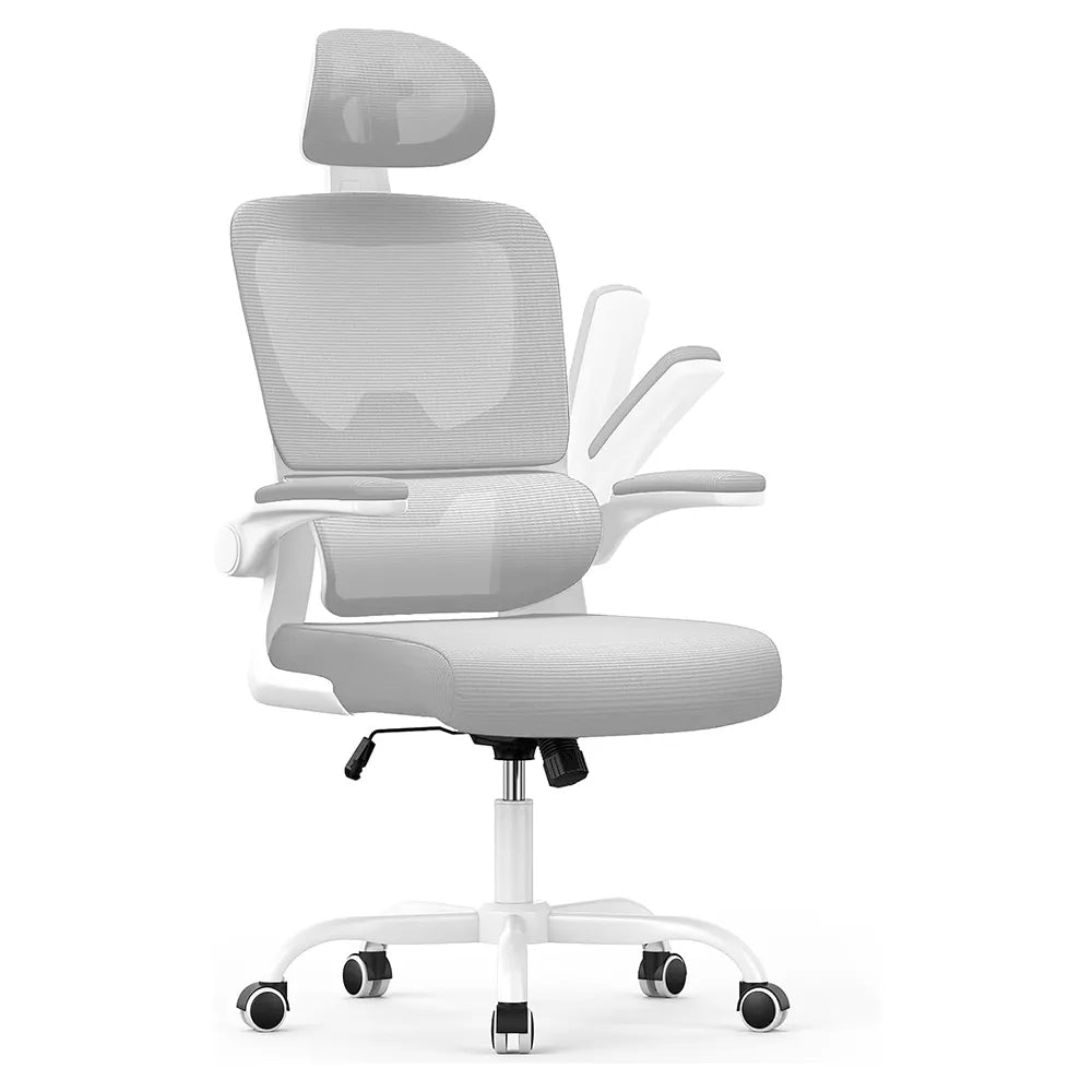 White Ocanvas Ergonomic Office Chair with headrest on a white background